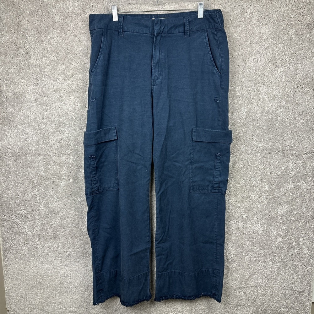 Current‎ Elliott Lyocell Blend Navy Slate High Rise Cargo Pants Women Size 31